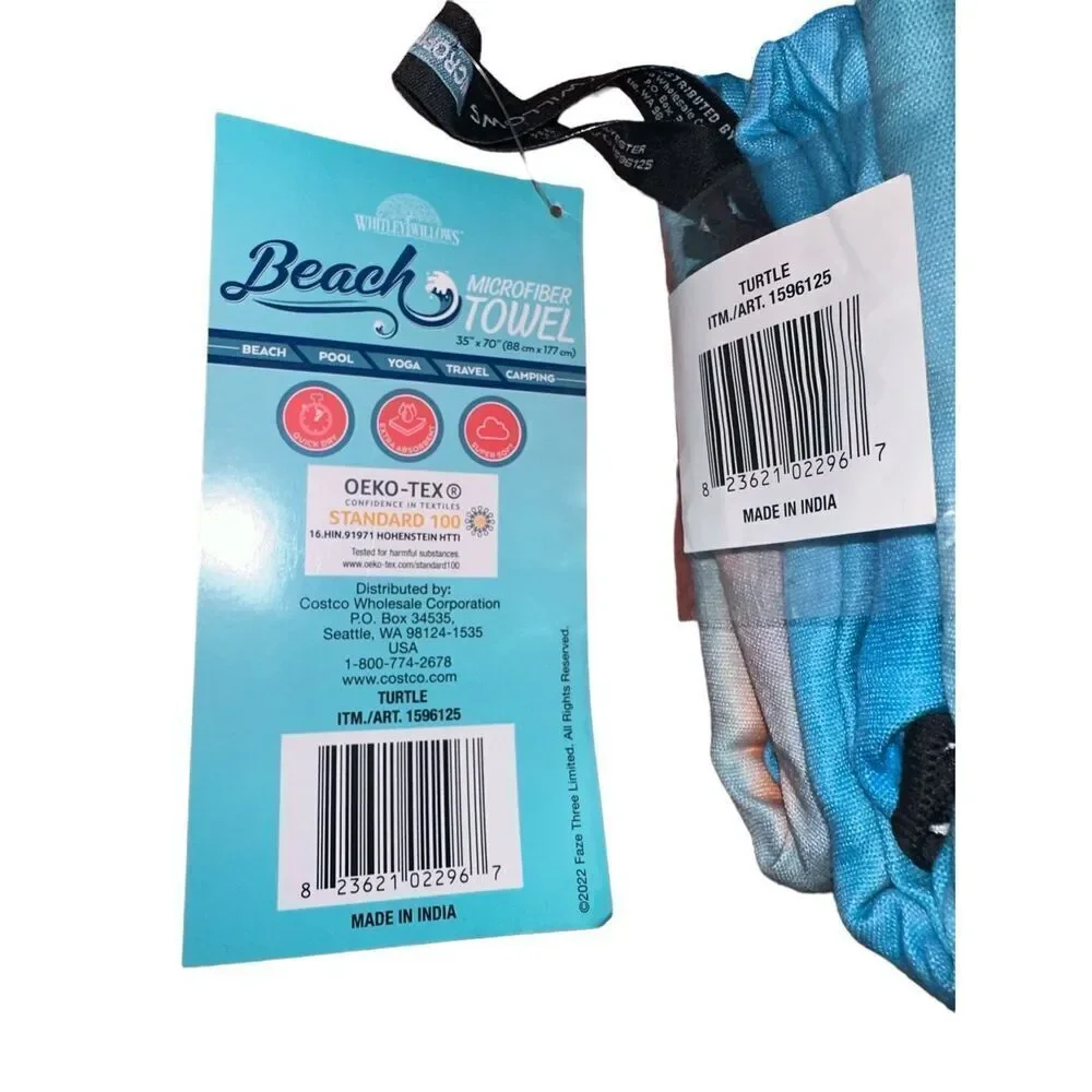 NEW WITH TAGS Microfiber Beach Towels- 35 x70 - Compact, Lightweight, Quick Dry,